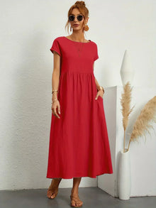 Gabrielle™ - Fließendes Midikleid mit zeitloser Eleganz in Rot