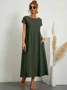 Gabrielle™ - Fließendes Midikleid mit zeitloser Eleganz in OlivGrün