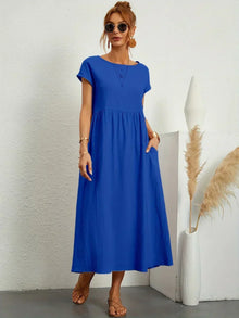 Gabrielle™ - Fließendes Midikleid mit zeitloser Eleganz in Azurblau