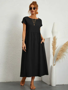 Gabrielle™ - Fließendes Midikleid mit zeitloser Eleganz in Schwarz