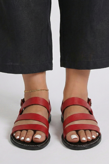 Damen Modern Flache Sandalen mit Fersenriemen in Rot