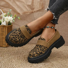 Mokassins Damen | Leopardenmuster & Plateau in Braun