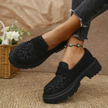 Mokassins Damen | Leopardenmuster & Plateau in Schwarz