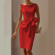 Damen Sommer Schleifen Detail Drapiert Midikleid in Rot