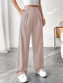 Damen Elegante Bundfaltenhose mit weitem Schnitt Drune in Hellrosa