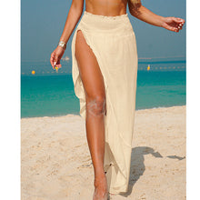 Damen Maxi-Strandrock mit seitlichem Schlitz und elastischem Bund Drune in Aprikose