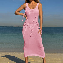 Damen trendiges Strickkleid mit floralem Dekor und raffiniertem Schnitt Drune in Pink