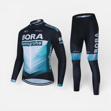 Herren Radsport Set mit langärmligem Trikot und Radhose in Schwarz