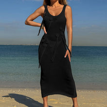 Damen trendiges Strickkleid mit floralem Dekor und raffiniertem Schnitt Drune in Schwarz