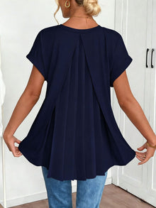 Thea | Elegante Plissee-Tunikabluse in Dunkelblau