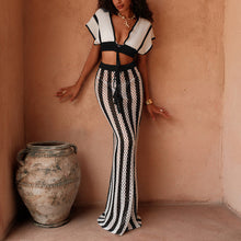 Damen stylisches Crop-Top und weite Palazzo-Hose Set Drune in Schwarz