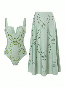 Damen Badeanzug mit passendem Rock Drune in Teal