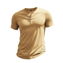 Herren Sommer Slim Fit Henley T-shirt in Gelb
