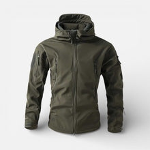Herren Softshell Jacke mit Kapuze und Reissverschluss in Grün