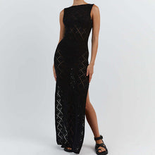 Damen Strickkleid im angesagten Rautenmuster mit hohem Schlitz Drune in Schwarz