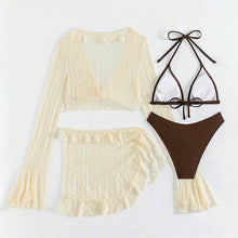Damen Bikini-Set mit crop-top und lässigem Wickelrock Drune in Creme