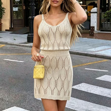 Damen Strickkleid im trendy Wellenmuster Drune in Khaki