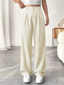 Damen Elegante Bundfaltenhose mit weitem Schnitt Drune in Elfenbein
