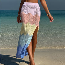 Damen Strick Maxi-Rock mit hohem Schlitz und Rautenmuster Drune in Bunt