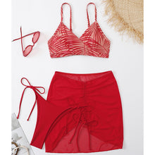 Damen Bikini-Set mit verstellbaren Trägern und transparentem Rock Drune in Rot