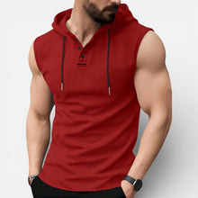 Herren ärmelloses Kapuzenshirt für sportliche Freizeitlooks in Rot