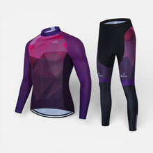 Herren Radsport Set mit langärmligem Trikot und Radhose in Lila