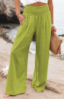 Damen lässige Palazzo-Hose mit elastischem Taillenbund und Seitentaschen Drune in Neongrün