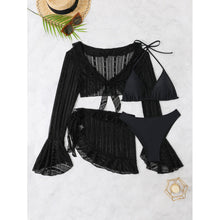 Damen Bikini-Set mit crop-top und lässigem Wickelrock Drune in Schwarz