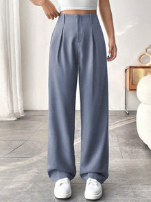 Damen Elegante Bundfaltenhose mit weitem Schnitt Drune in Blau