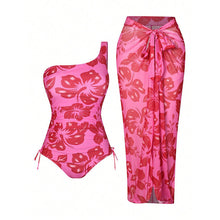 Damen Badeanzug mit glamourösen Rüschen und elegantem Wickelrock Drune in Magenta