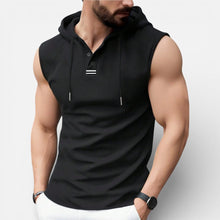 Herren ärmelloses Kapuzenshirt für sportliche Freizeitlooks in Schwarz