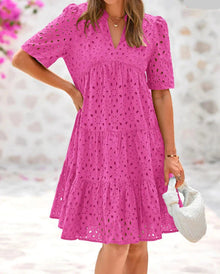 Anjika – Elegantes Sommer Kleid Mit Spitzenrüschen in Rosa
