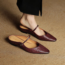 Elvira – Damen-Pantoletten, spitze Mary-Jane-Sandalen mit Riemchen in Braun