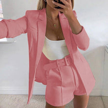 Damen Modisches Blazer-Set mit figurbetontem Schnitt und hoch taillierten Shorts Drune in Rosa