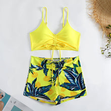 Damen Bikini-Set mit lässigem Crop-Top und verkürzten Shorts Drune in Gelb