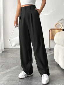 Damen Elegante Bundfaltenhose mit weitem Schnitt Drune in Schwarz