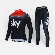 Herren Radsport Set mit langärmligem Trikot und Radhose in Rot