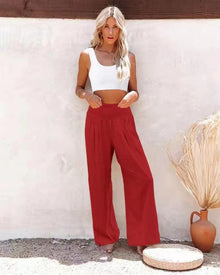 Damen lässige Palazzo-Hose mit elastischem Taillenbund und Seitentaschen Drune in Wassermelone