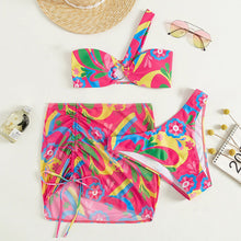 Damen Bunt bedrucktes Bikini-Set mit elegantem Wickelrock und verstellbaren Trägern Drune in Mehrfarbig