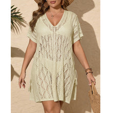 Damen Häkel Strandkleid mit seitlichen Bindebändern und luftiger Silhouette Drune in Aprikose