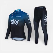 Herren Radsport Set mit langärmligem Trikot und Radhose in Blau