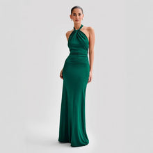 Sommerfeld | Halter Maxikleid in Dunkelgrün