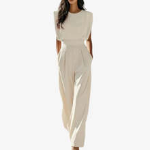 Uarutara - Eleganter Jumpsuit Mit Gürtel in Beige