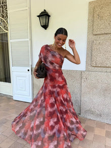 Dainia – Ein-Schulter-Maxikleid Aus Netz in Lila