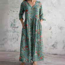 Damen Sommer V-Ausschnitt Midikleid in Grün