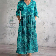 Damen Sommer V-Ausschnitt Midikleid in Blau