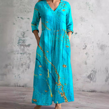 Damen Sommer V-Ausschnitt Midikleid in Hellblau