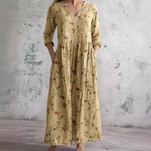 Damen Sommer V-Ausschnitt Midikleid in Gelb