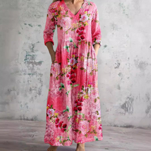Damen Sommer V-Ausschnitt Midikleid in Rosa