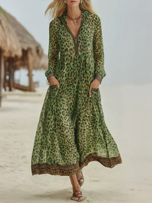 Yethrika - Stylisches Kleid Mit Reißverschluss in Grün